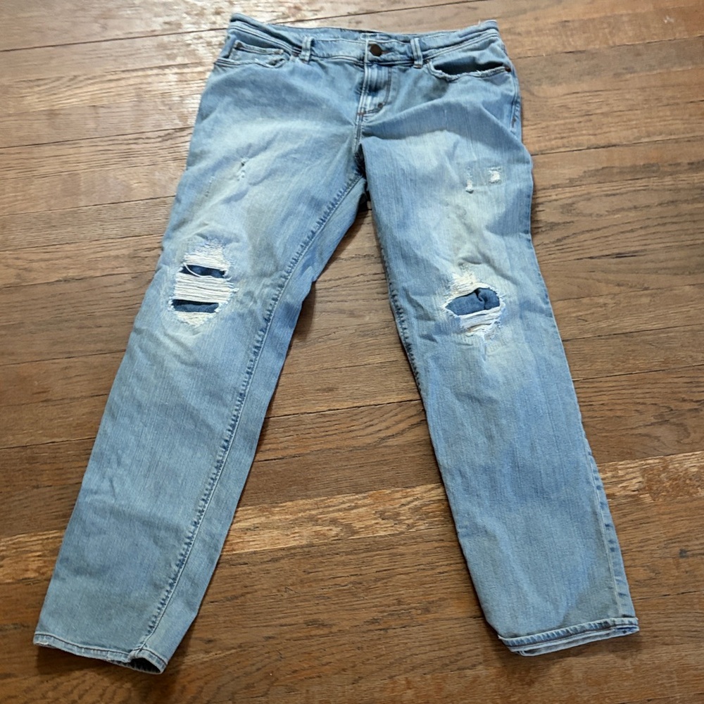 LOFT Light Blue Distressed Boyfriend Jeans